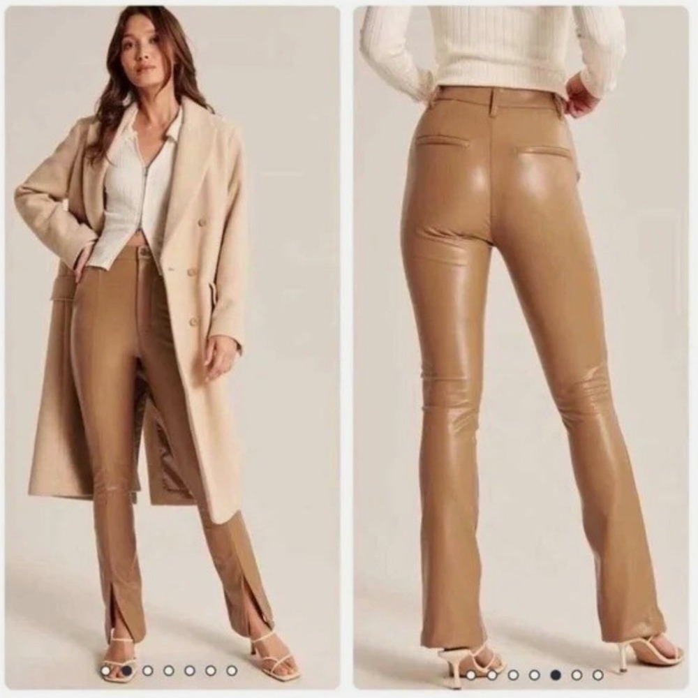 Abercrombie & Fitch Vegan Leather Ultra High Rise Skinny Split Hem Pants 27/4